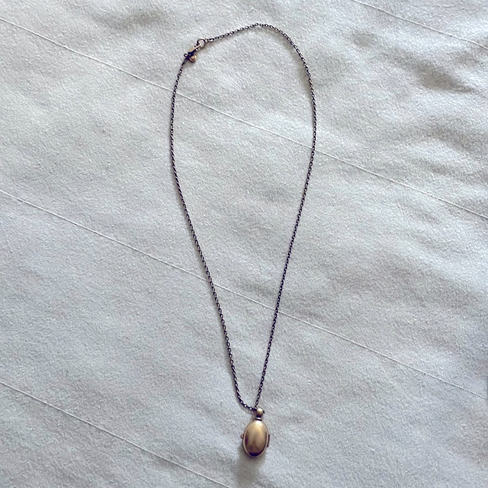 J Crew antique gold tone locket pendant necklace